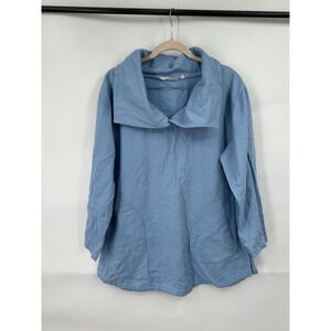Soft Surroundings Port Royale Tunic Top Women S Blue Lagenlook Minimalist Casual